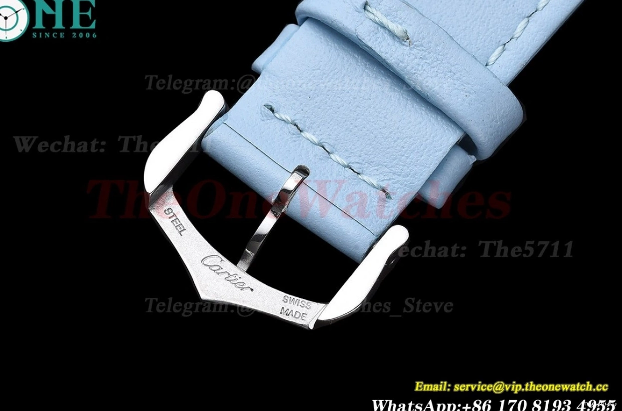 Quartz Leather White Strap LE Blue dial SS Small On Tank K11F Must 0330